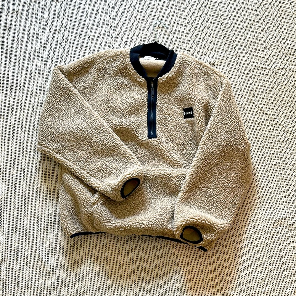 BOUND BEIGE HALF ZIP FLEECE PULLOVER